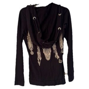 Lauren Moshi Bull Skull Mecklace Women’s Black Hoodie Size Small